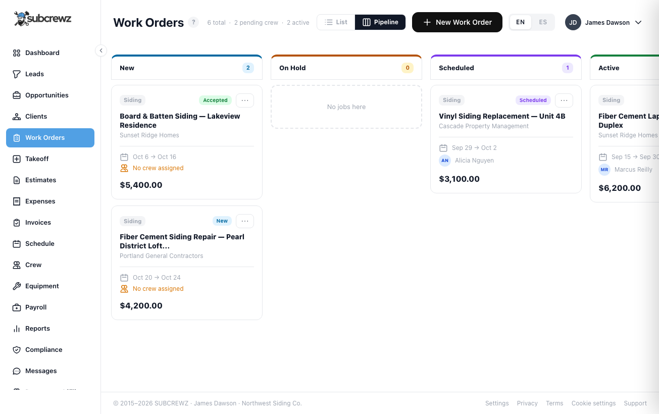 Funil Kanban de Ordens de Serviço